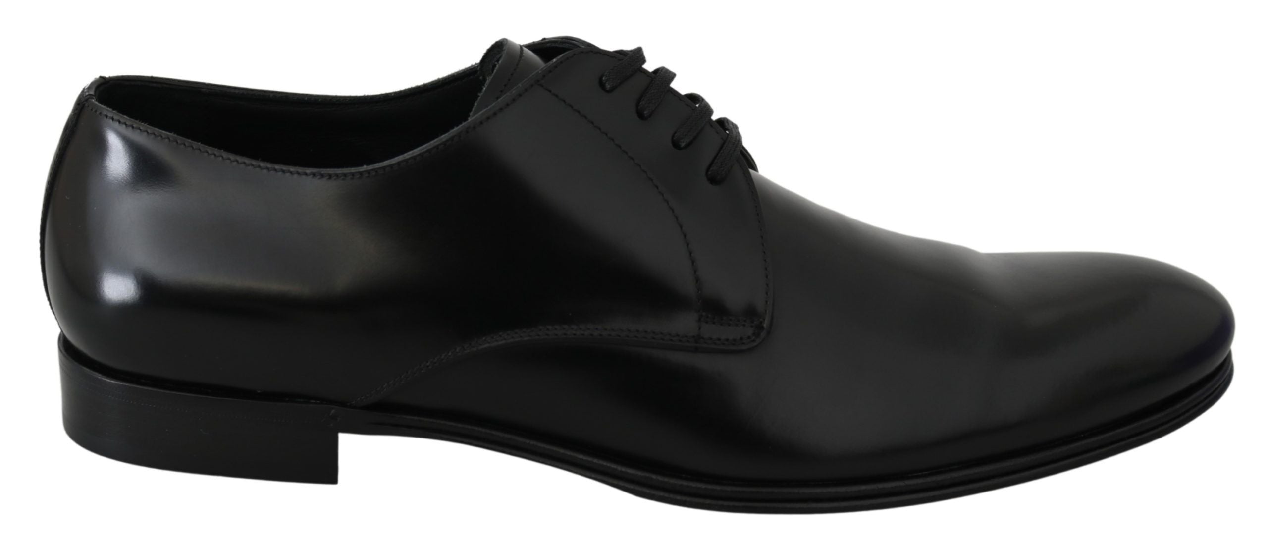 Dolce & Gabbana Derby Napoli Schwarz Leder Kleid Formelle Schuhe