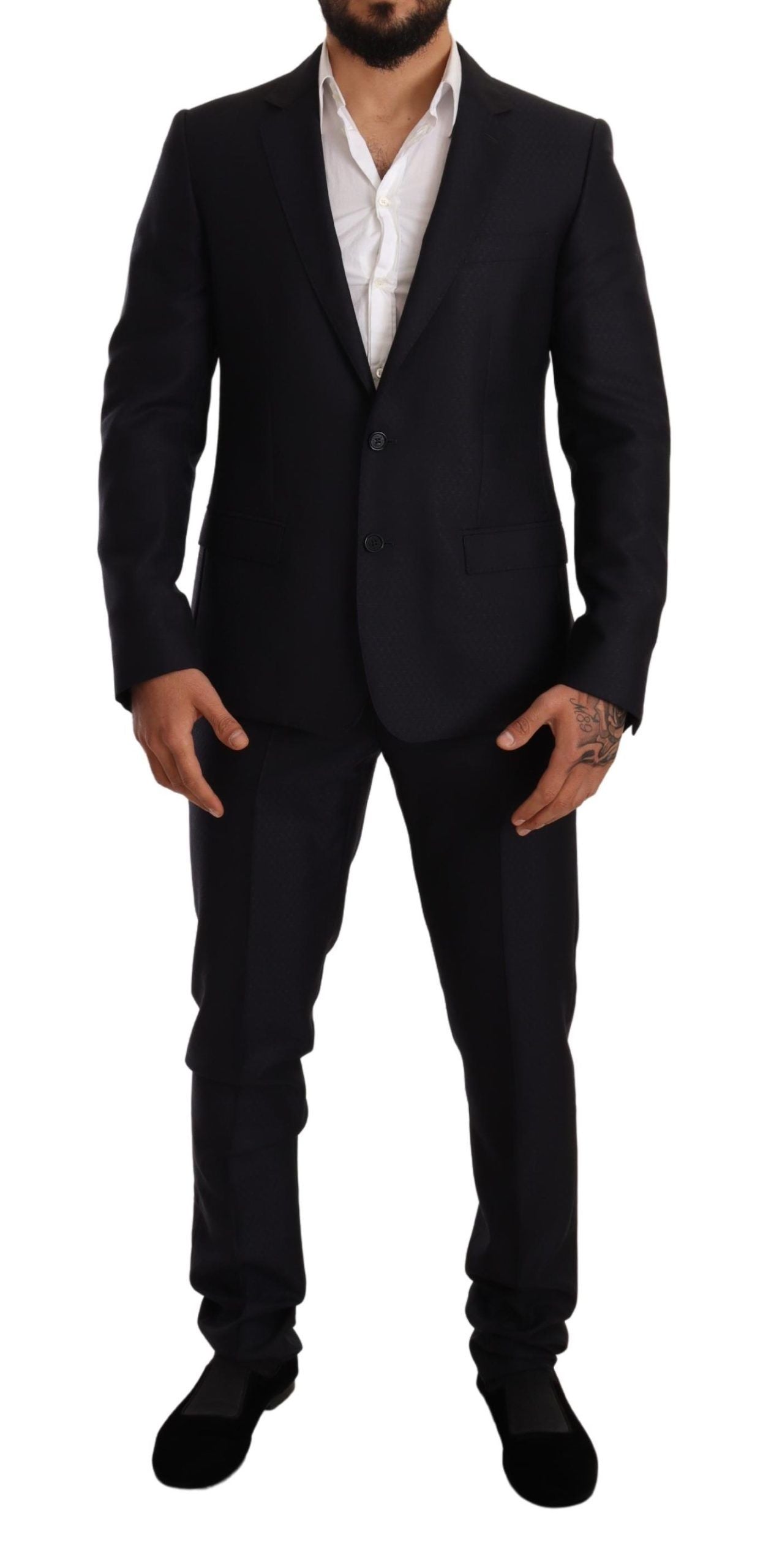Dolce & Gabbana Blau gemustert MARTINI SLIM FIT 2 Stück Anzug
