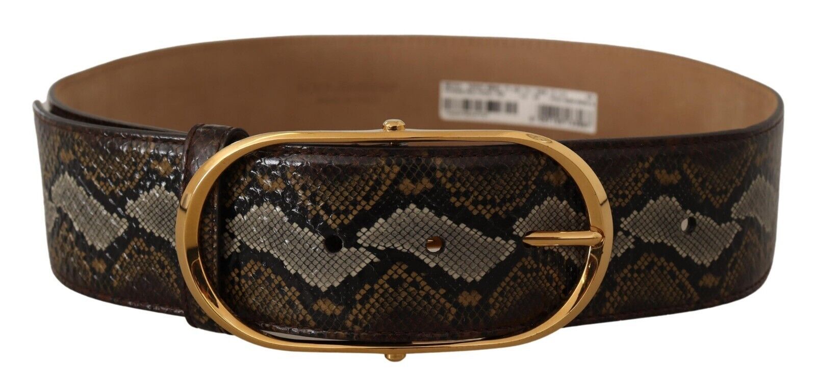 Dolce & Gabbana Brauner Pythonledergürtel mit ovaler Schnalle