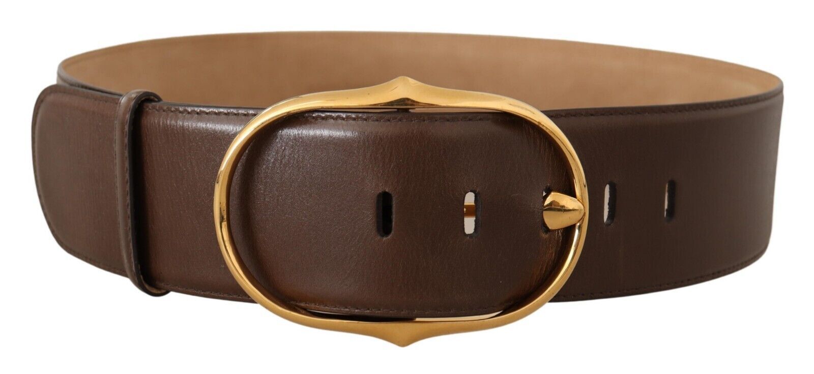 Dolce & Gabbana Brauner Ledergürtel mit ovaler Metallschnalle