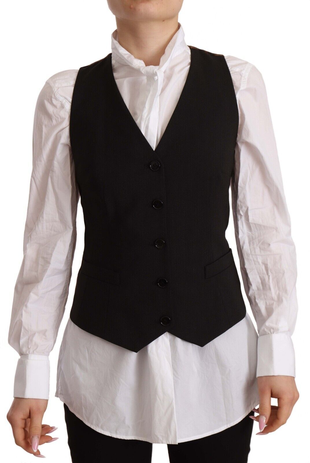 Dolce & Gabbana Elegantes Schwarzes Westenoberteil mit Knöpfen