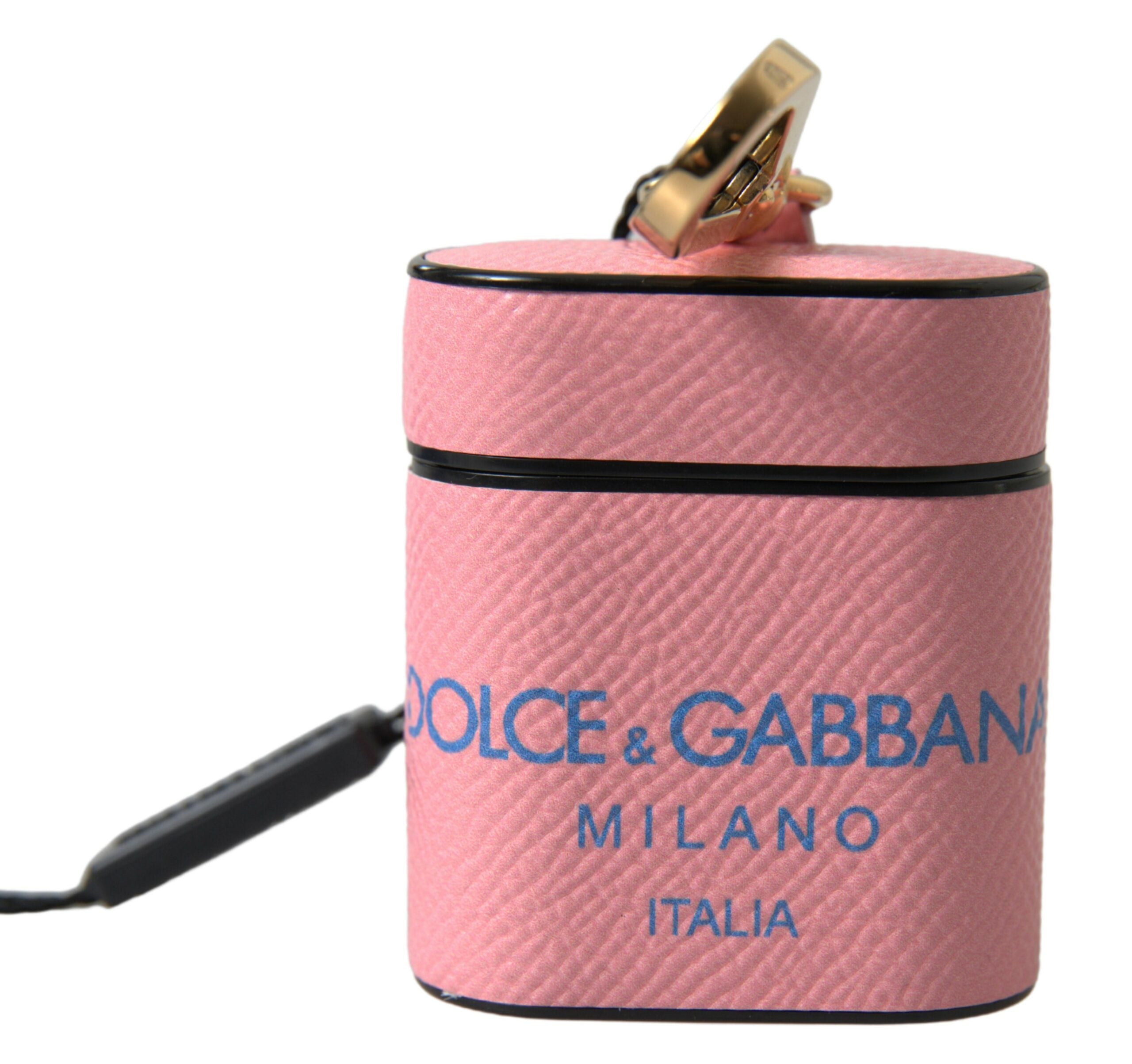 Dolce & Gabbana Rosa Blau Kalbsleder Logo Print Riemen Airpods Fall