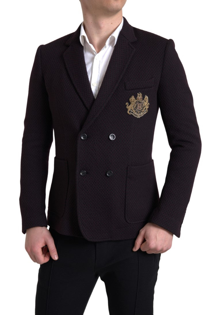 Dolce & Gabbana Lila Logo-Stickerei Zweireihiger Blazer