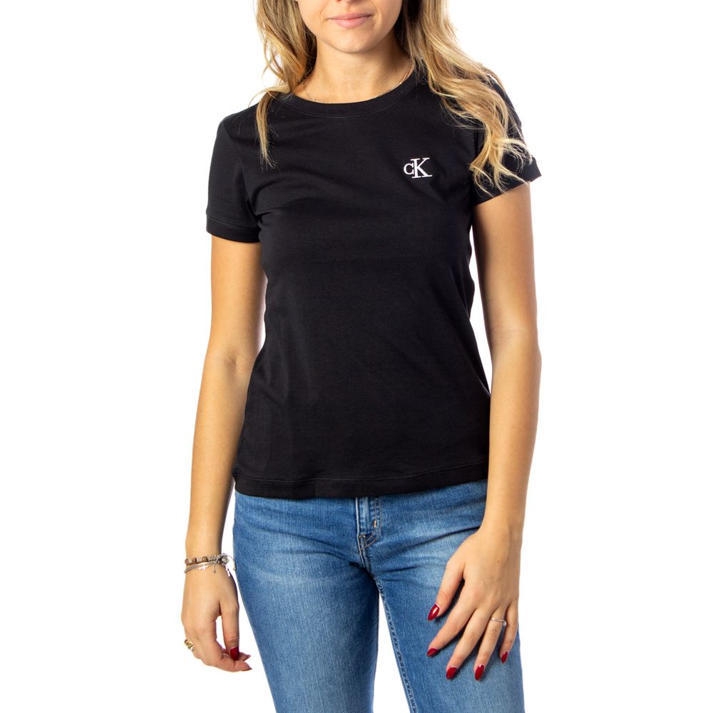 Calvin Klein Jeans Schwarzes T-Shirt aus Baumwolle