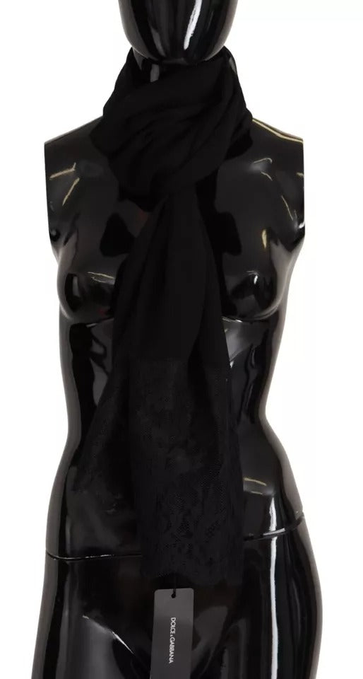 Dolce & Gabbana Brauner Seiden-Wickeltuch-Schal Floral Lace Scarf