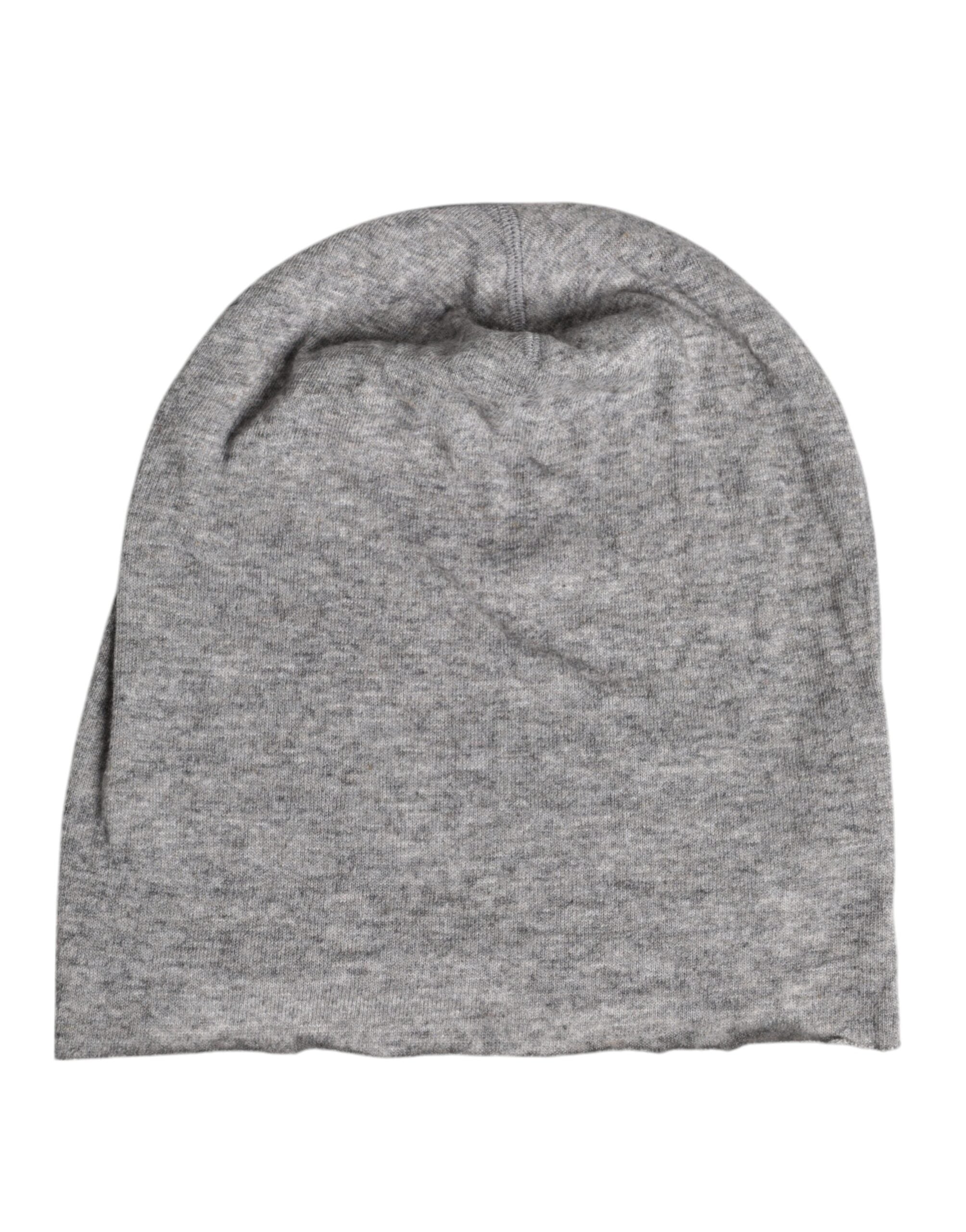 Dolce & Gabbana Graue Viskosemischung, gestrickte Beanie-Mütze