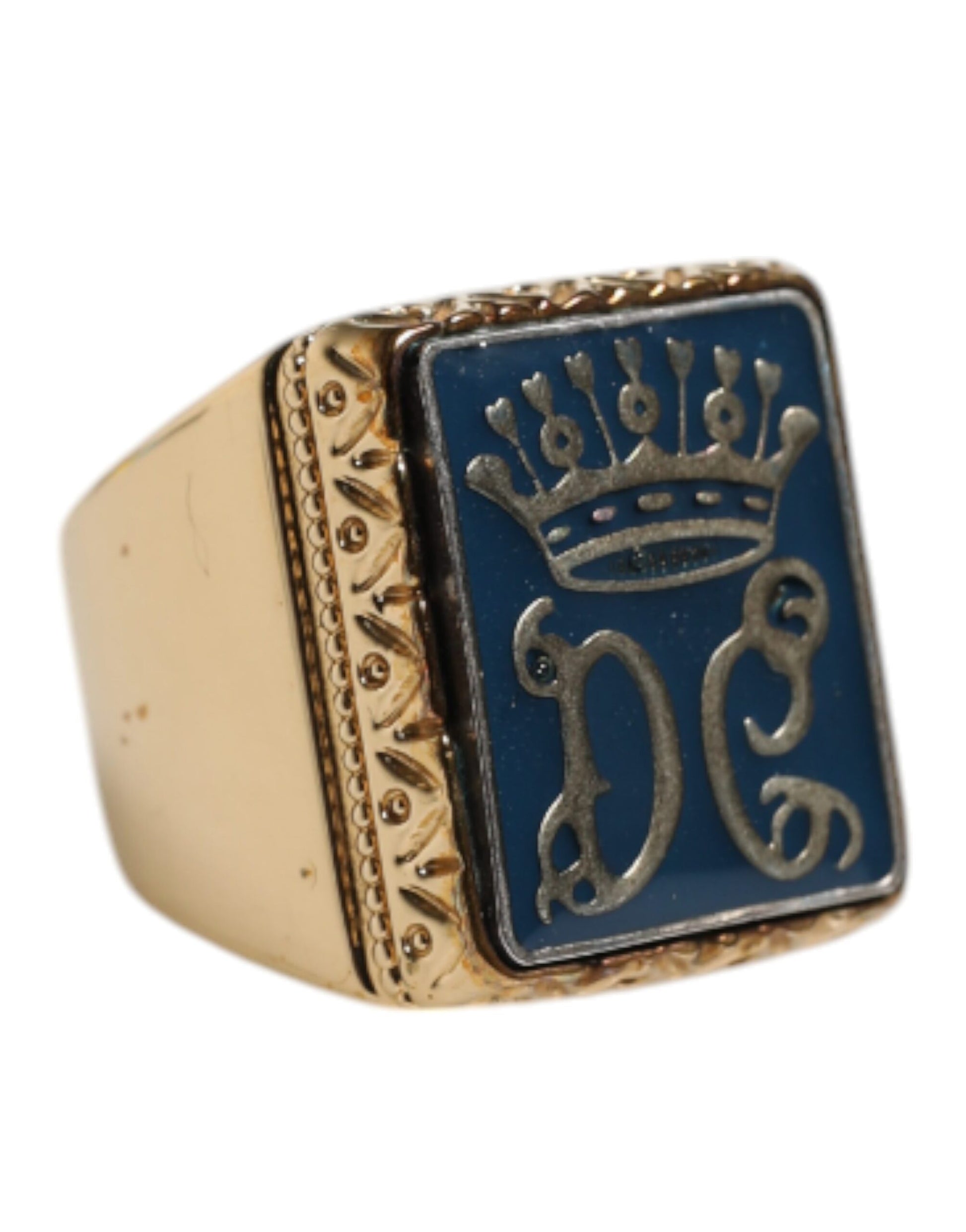 Dolce & Gabbana Goldfarbener Sterling Silber 925 DG Krone Verstellbarer Ring