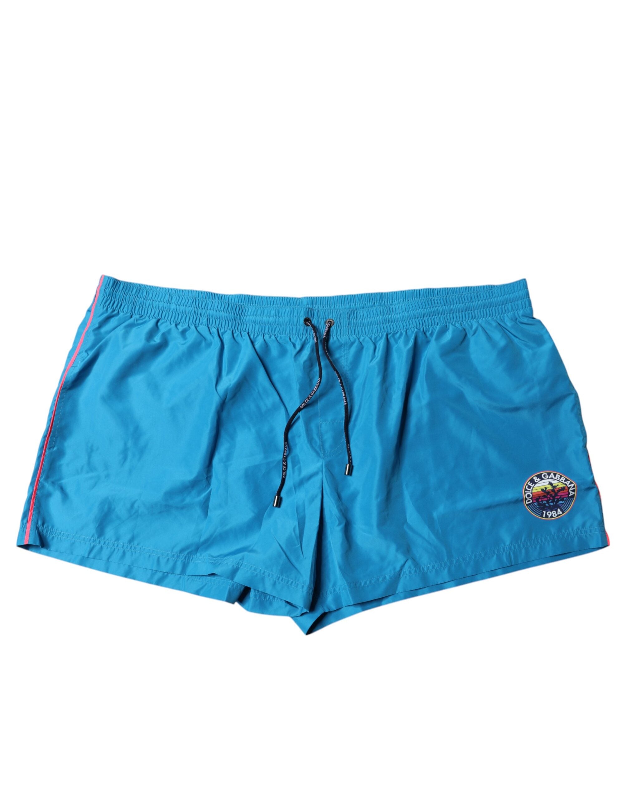 Dolce & Gabbana Türkis Logo Beachwear Shorts 2Pc Bademode