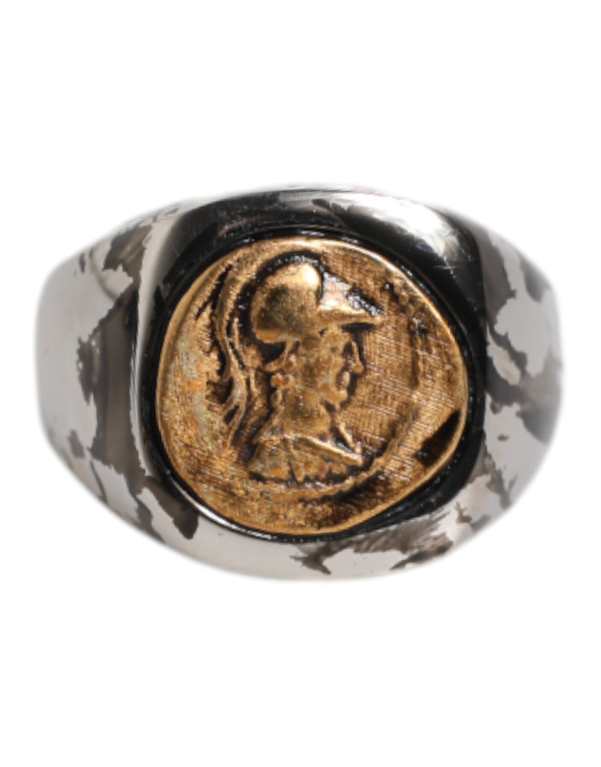 Dolce & Gabbana Silber Ton graviert zwei Farbe Echtmessing Ring