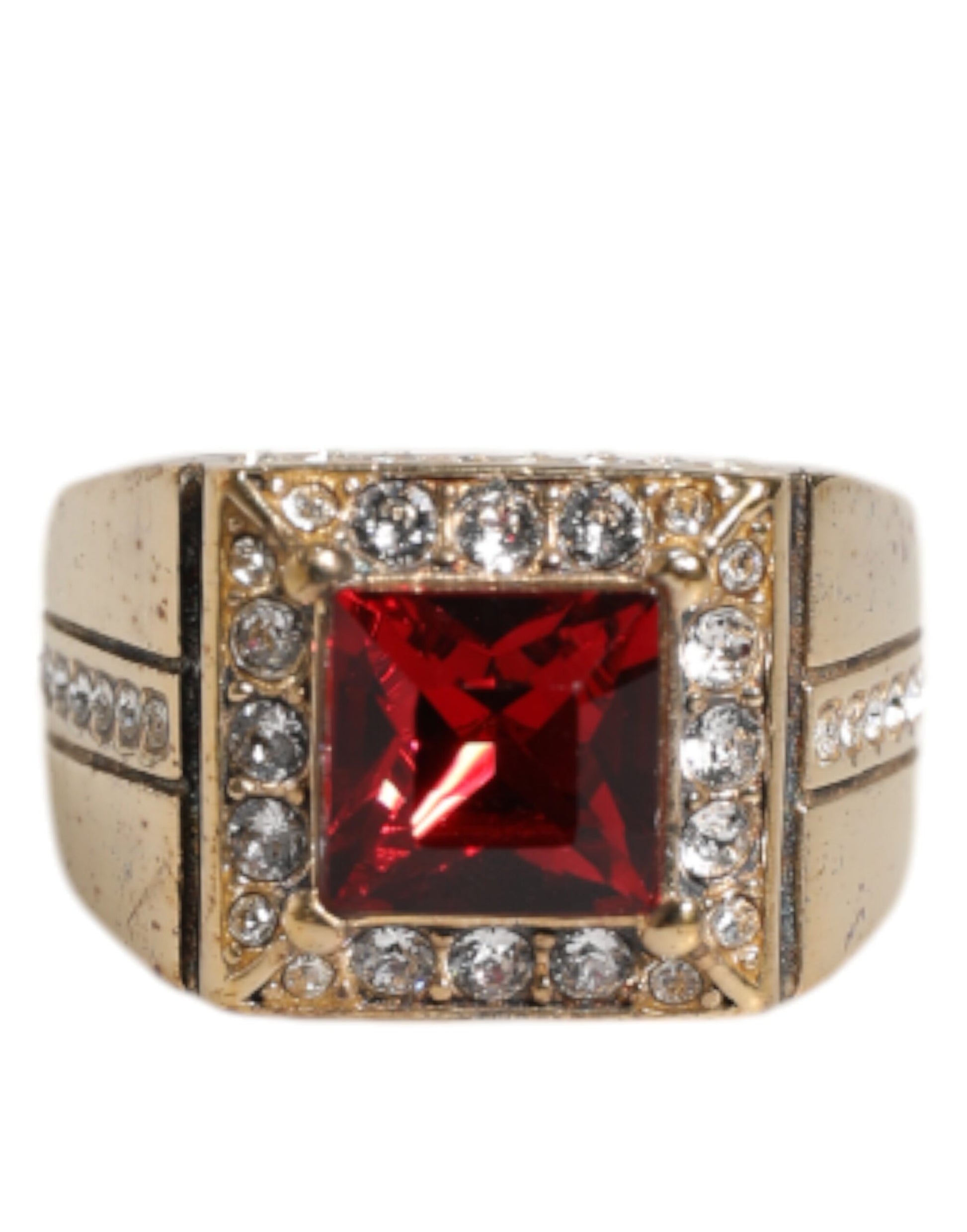 Dolce & Gabbana Goldfarbener Sterling Silber 925 Kristalle Ring