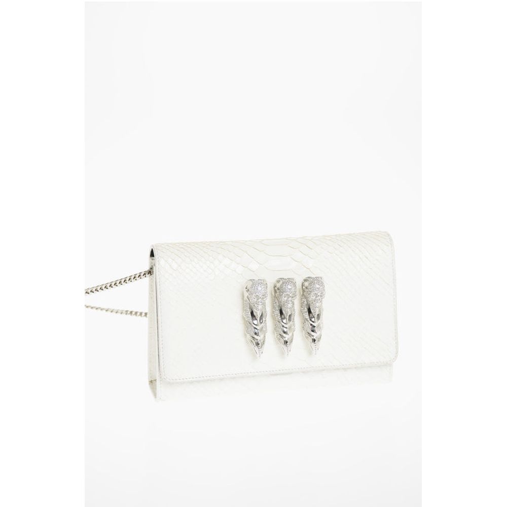 Philipp Plein Leder-Clutch mit Krokodil-Effekt und Krallenringen
