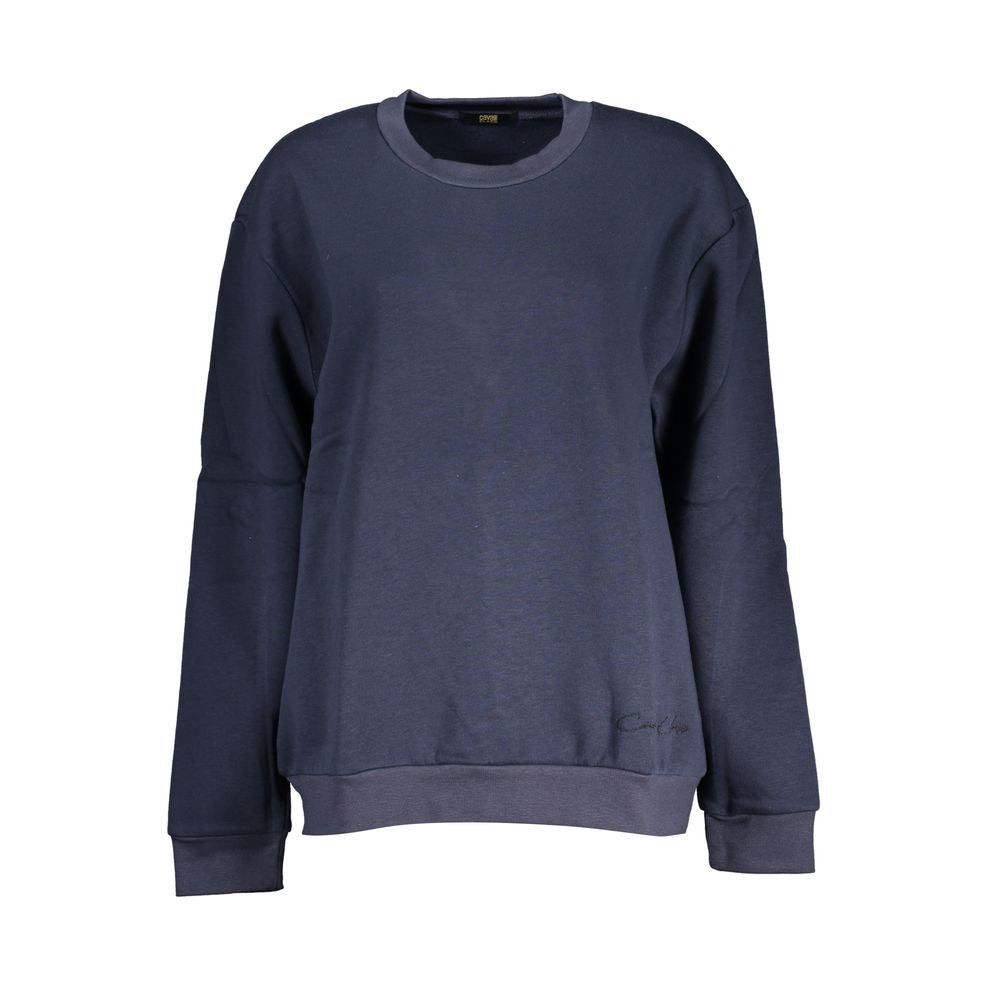 Cavalli Class Schickes blau besticktes Fleece-Sweatshirt