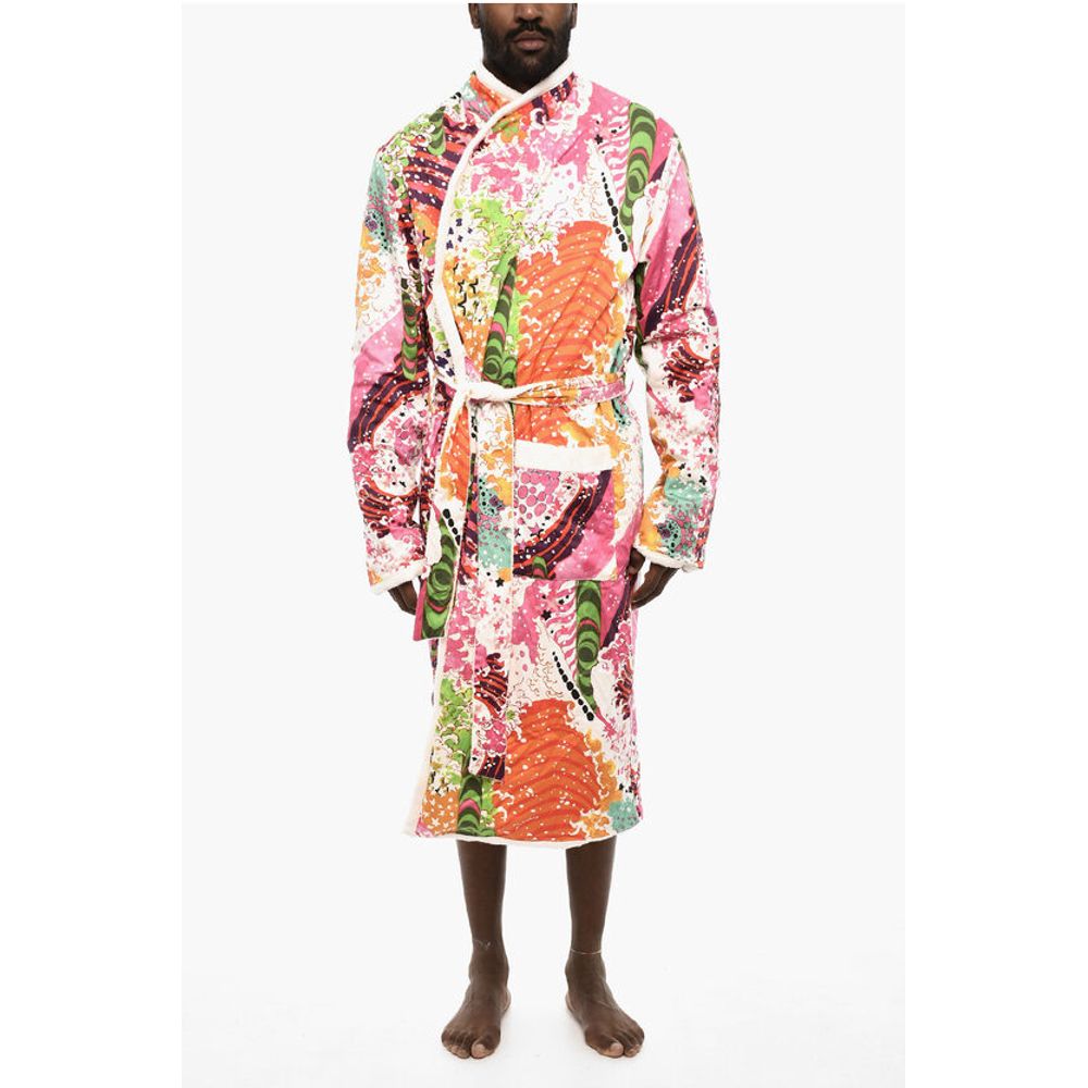 Dsquared² Bedruckter Bademantel aus Baumwolle mit Gürtel