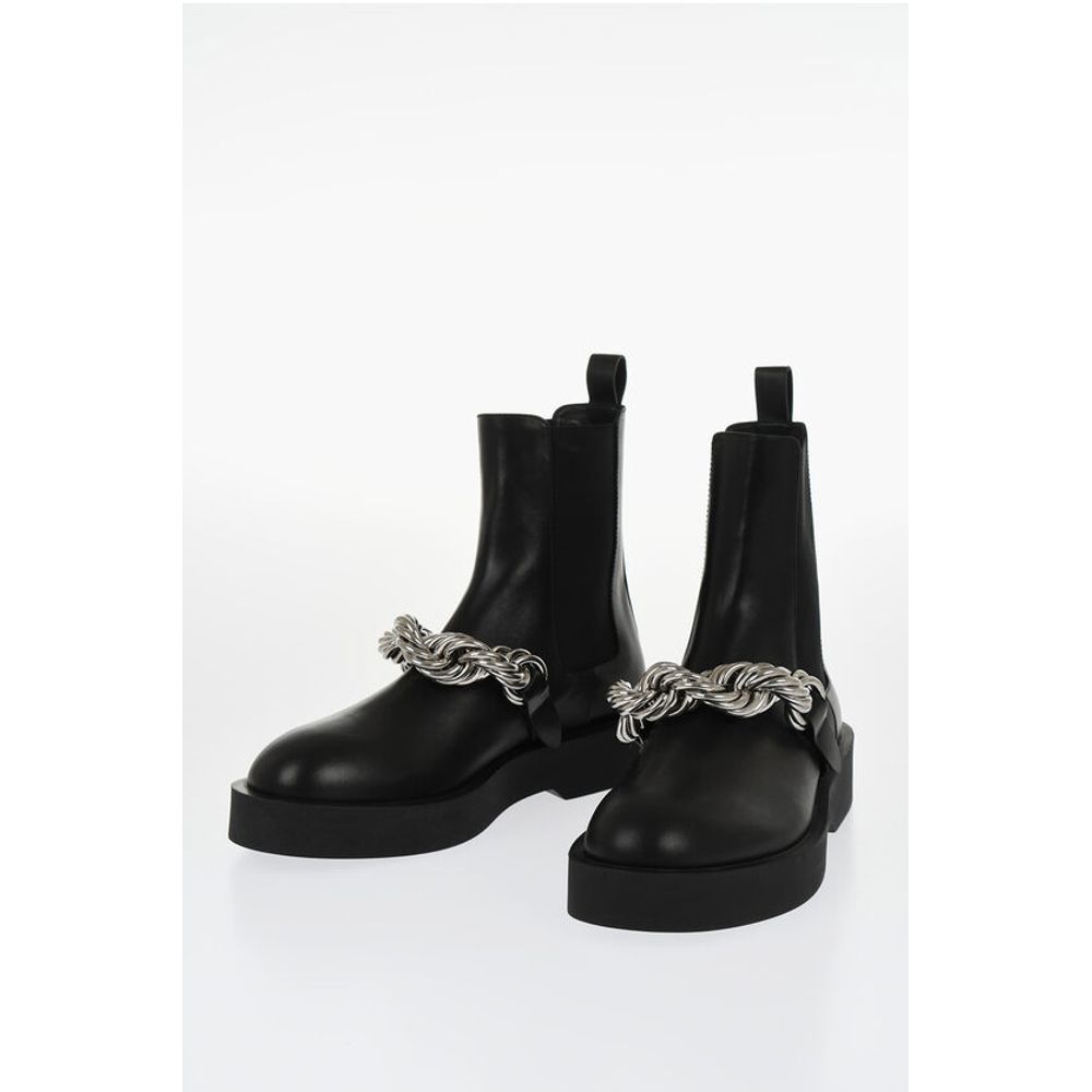 Jil Sander Chelsea Booties aus Leder mit Kettendetail