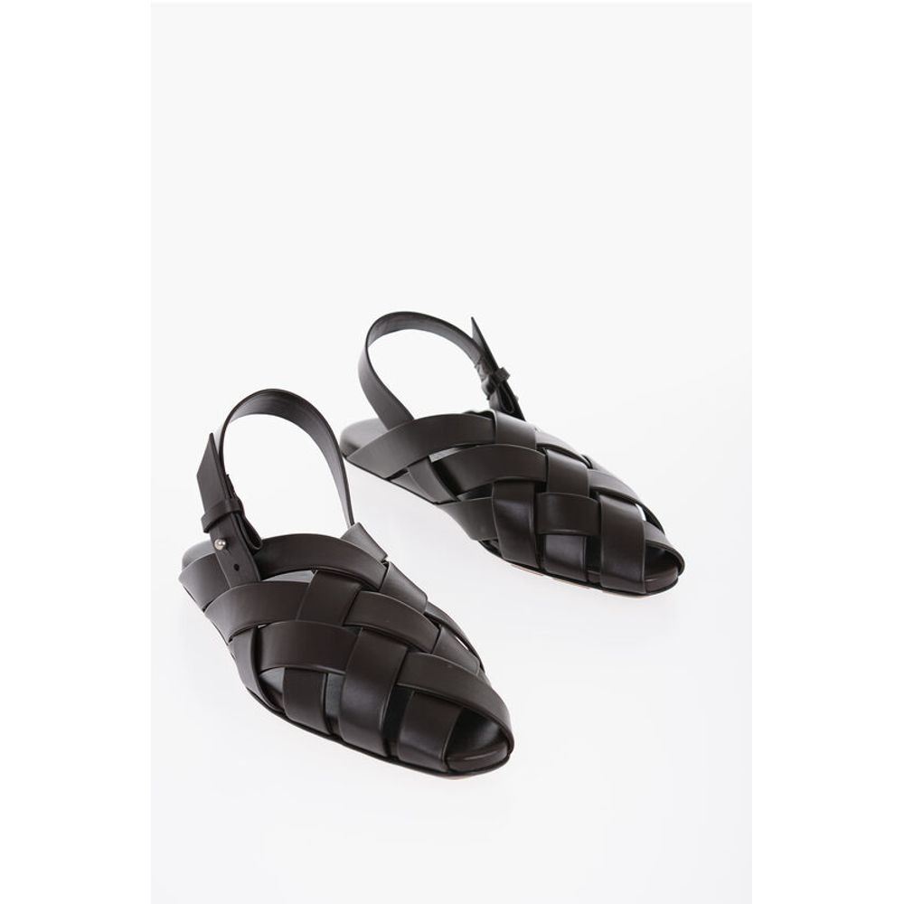 Bottega Veneta SLIPPER ALFIE Slingback-Sandalen aus Leder mit gewebtem Motiv