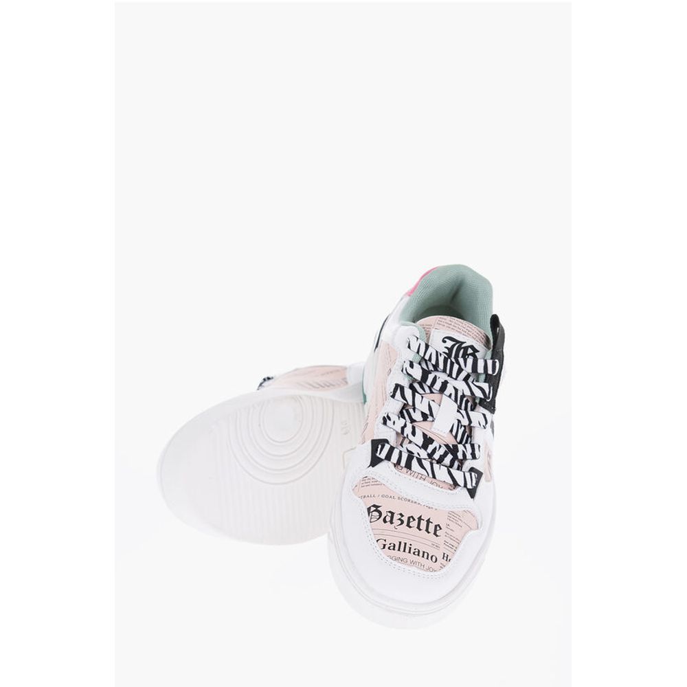 John Galliano Bedruckte Low-Top-Sneakers aus Kunstleder