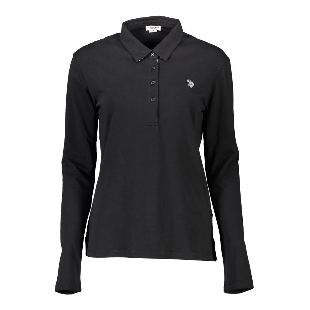 U.S. POLO ASSN. Schwarzes Baumwoll-Poloshirt für Frauen