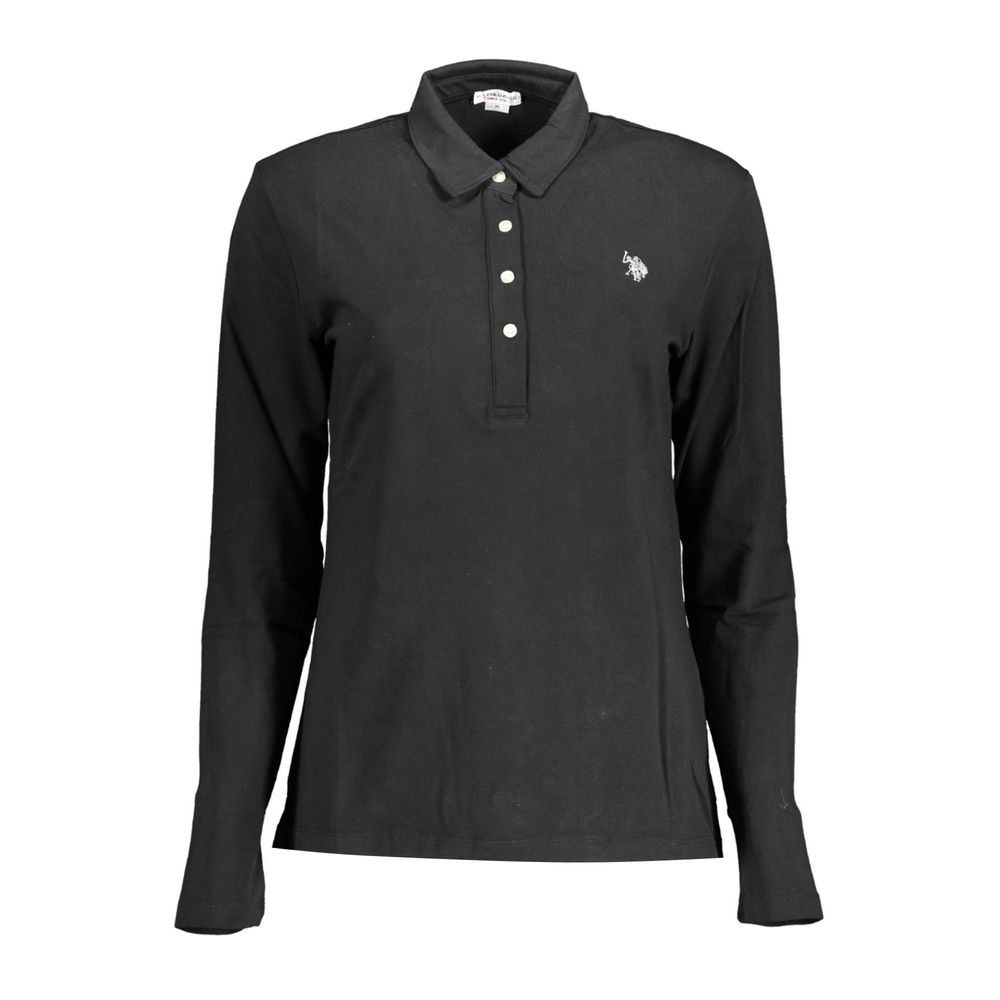 U.S. POLO ASSN. Schwarzes Baumwoll-Poloshirt für Frauen