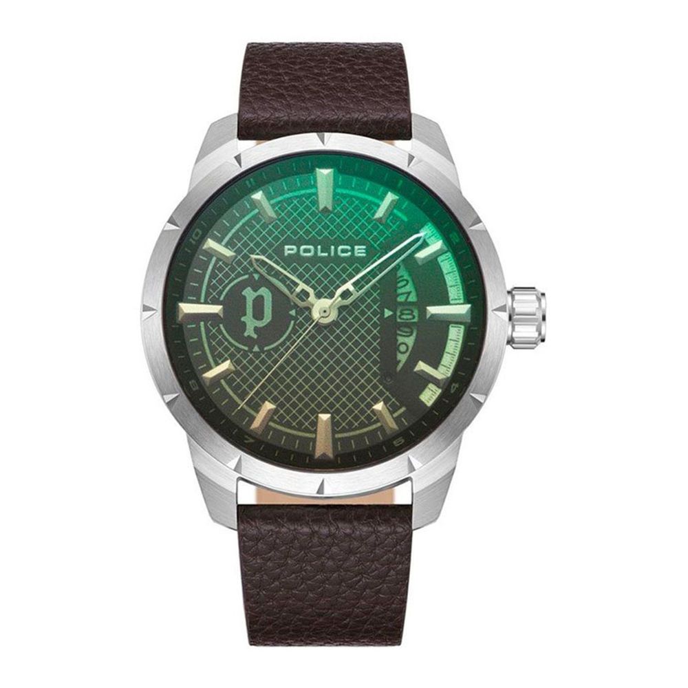 Police Braune Lederuhr