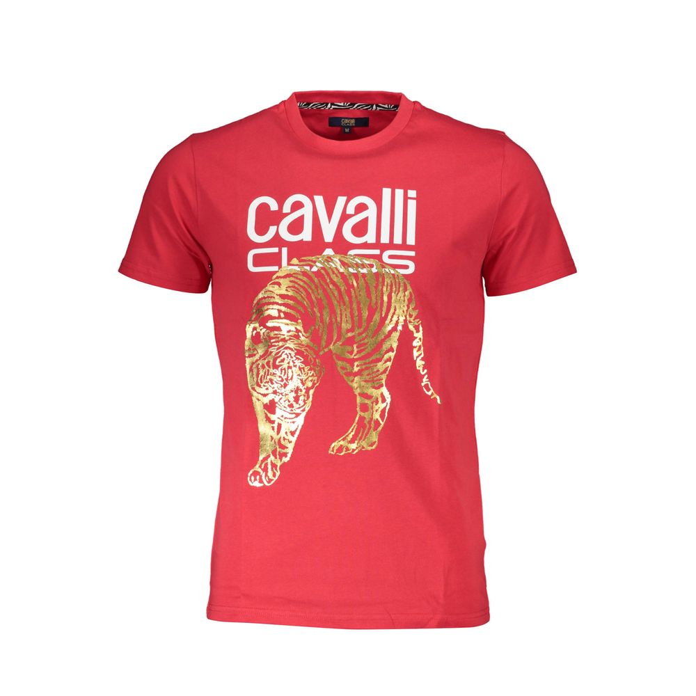 Cavalli Class Rotes Baumwolle Männer T-Shirt