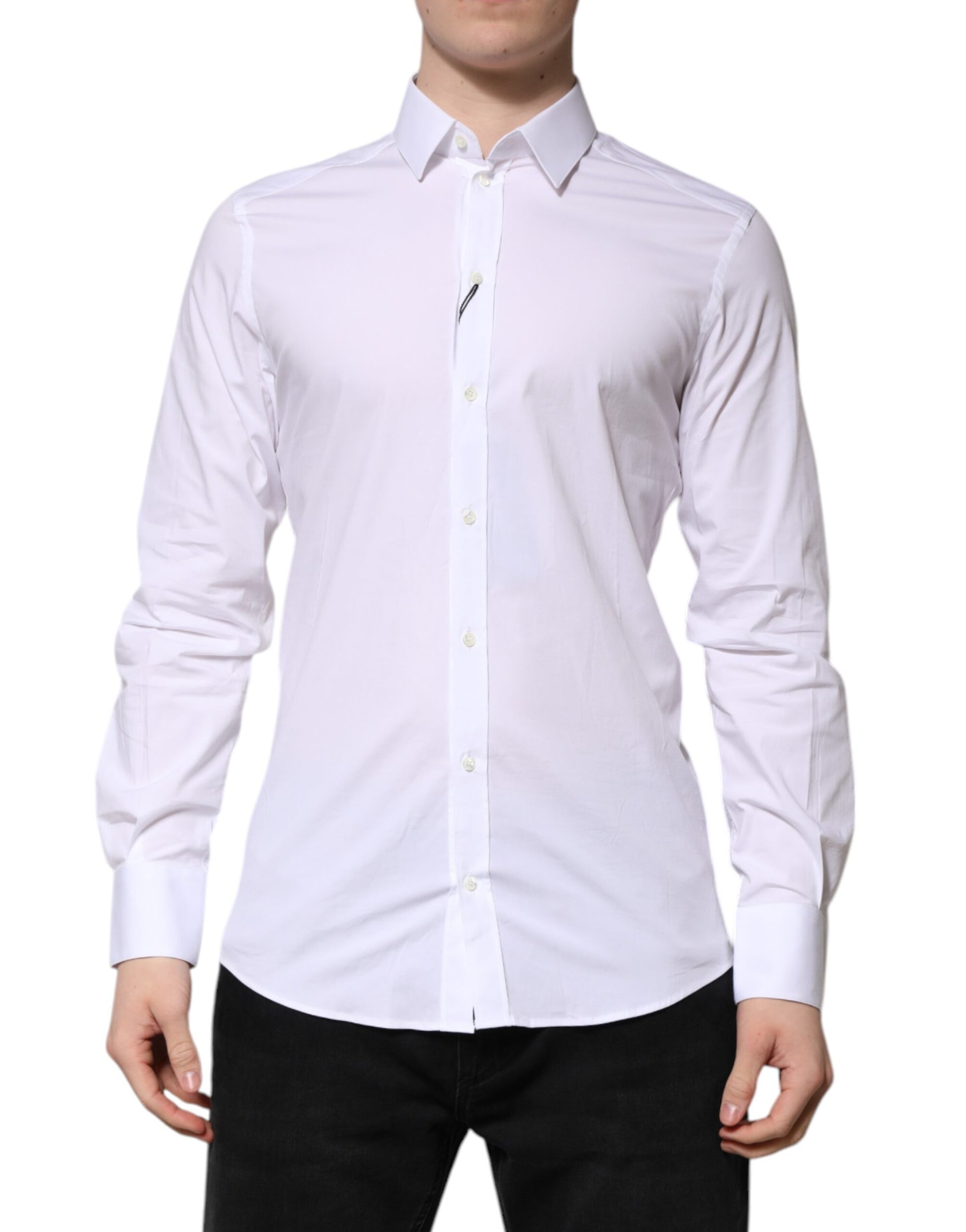 Dolce & Gabbana Weißes Baumwolle GOLD Langarm Herren Hemd