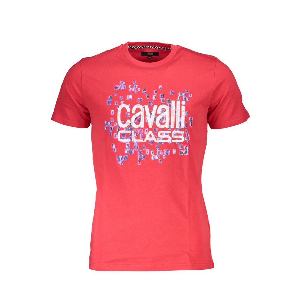 Cavalli Class Rotes Baumwolle Männer T-Shirt