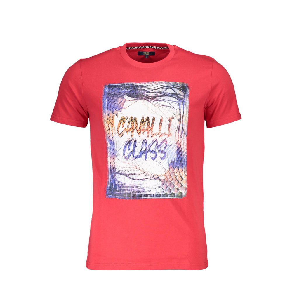 Cavalli Class Rotes Baumwolle Männer T-Shirt