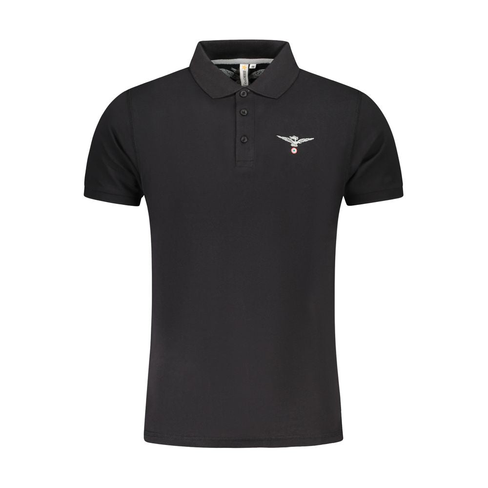 Accademia Militare Schwarzes Baumwoll-Poloshirt