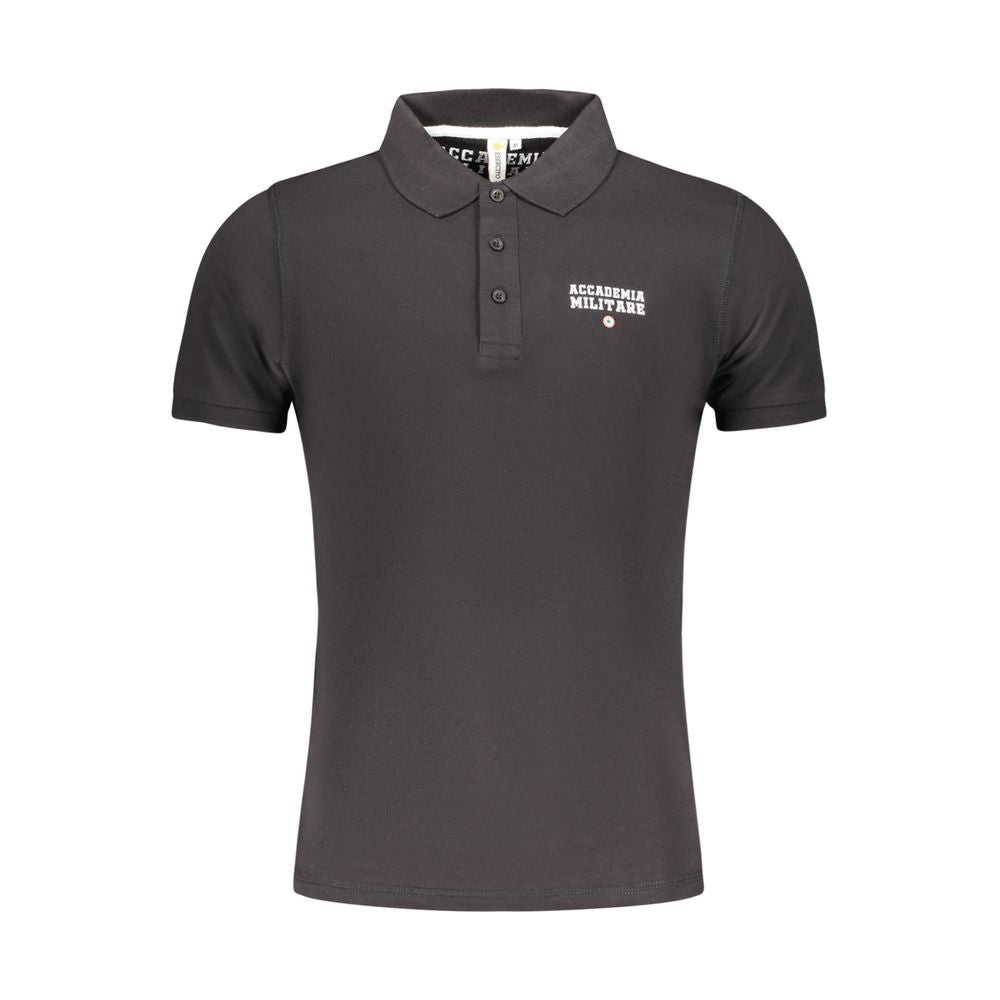 Accademia Militare Schwarzes Baumwoll-Poloshirt