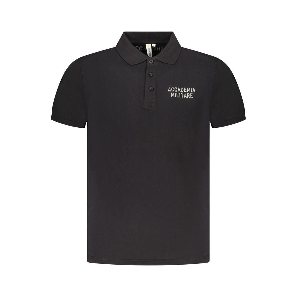 Accademia Militare Schwarzes Baumwoll-Poloshirt