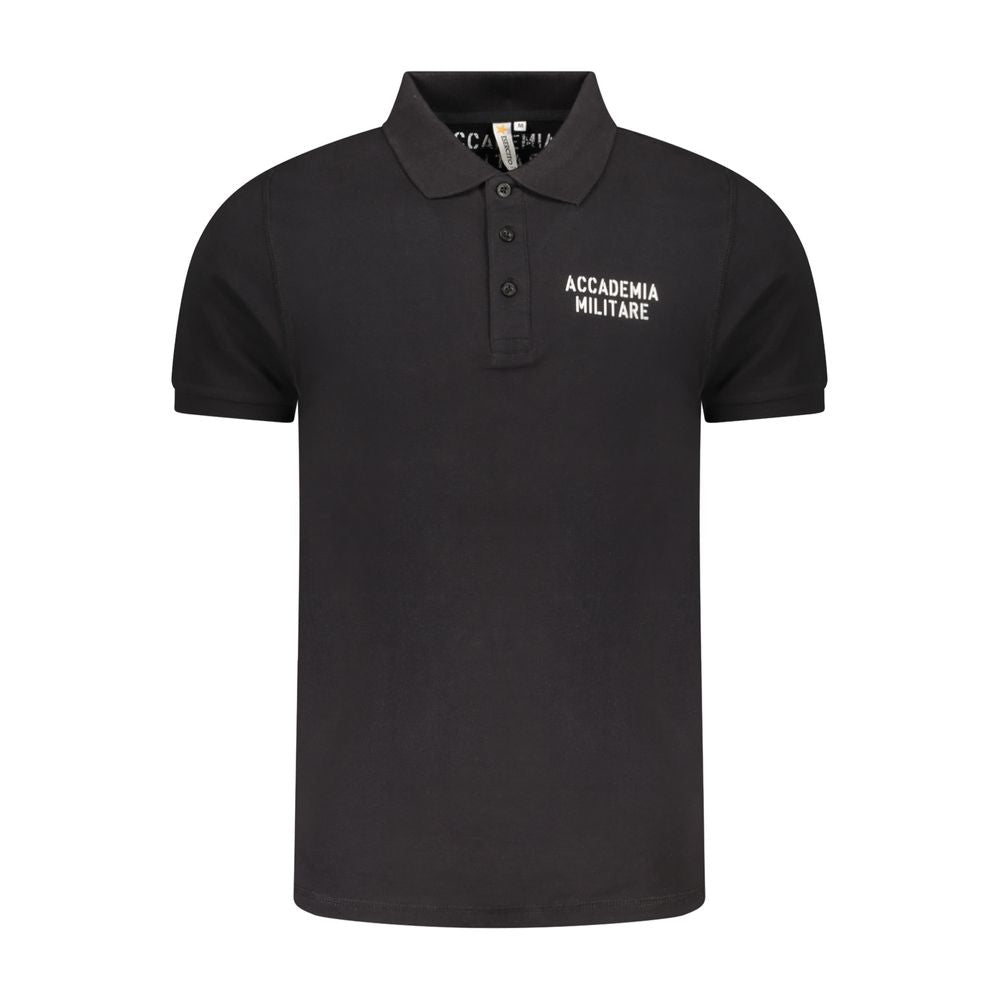 Accademia Militare Schwarzes Baumwoll-Poloshirt