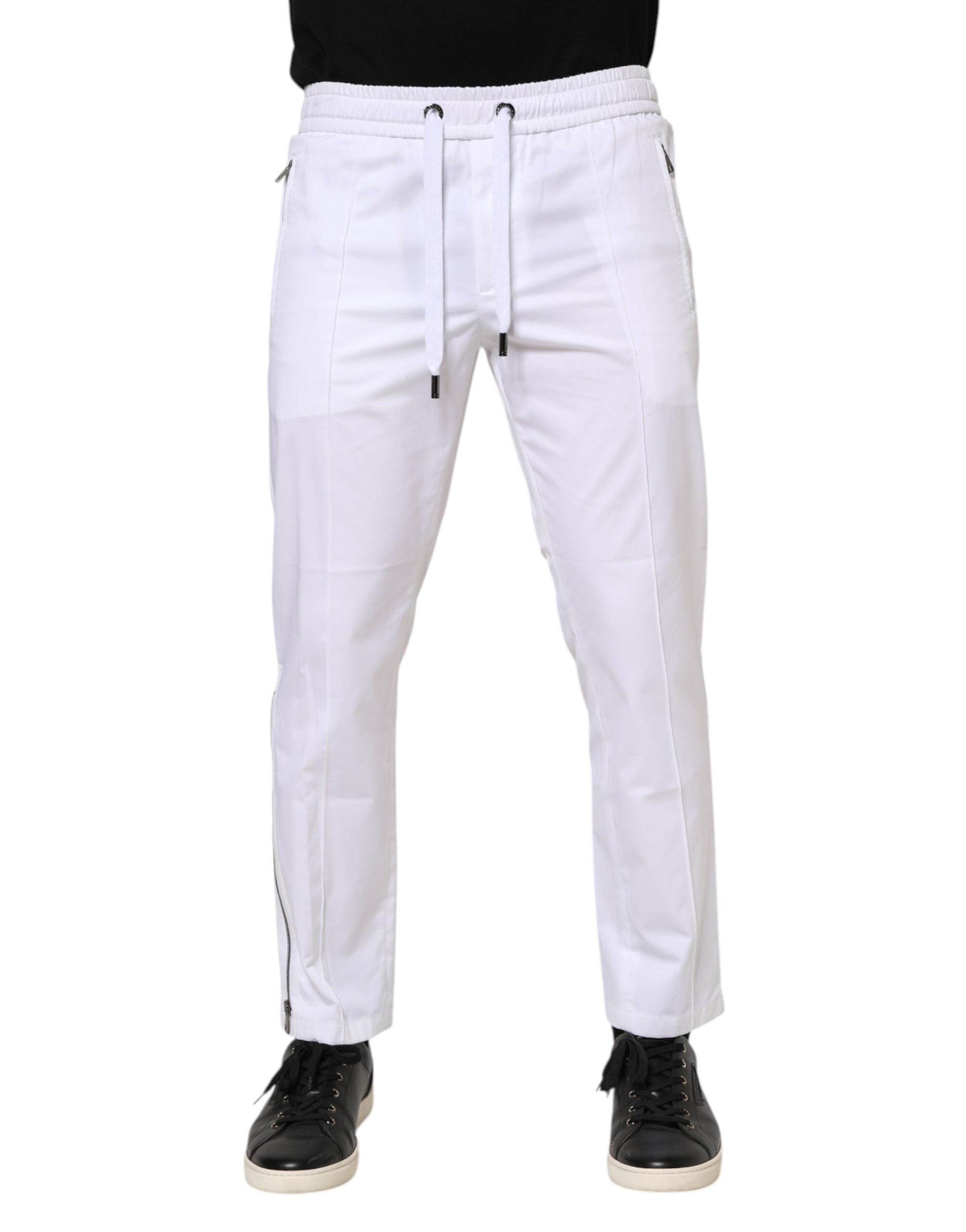 Dolce & Gabbana Weiße Baumwoll-Stretch-Logo-Jogger-Hose für Männer