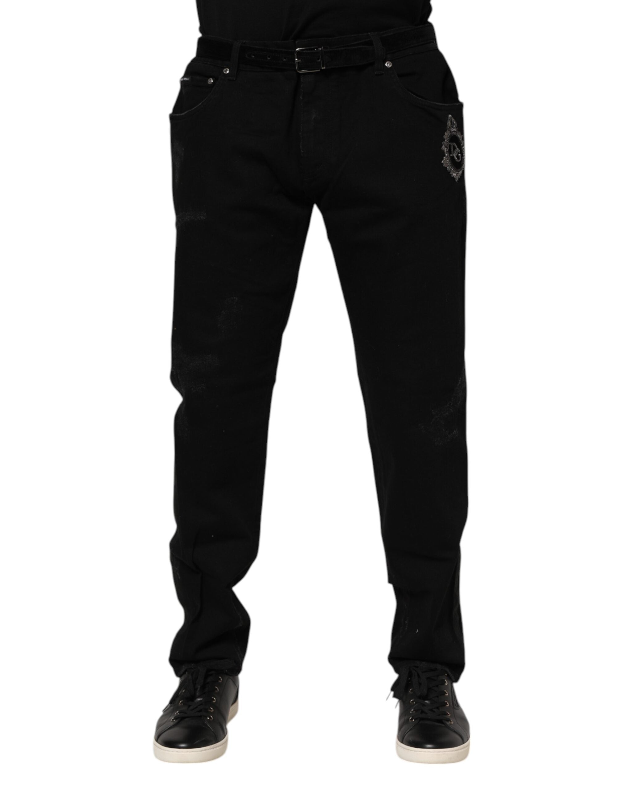 Dolce & Gabbana Schwarz Baumwolle Skinny Männer Denim Jeans