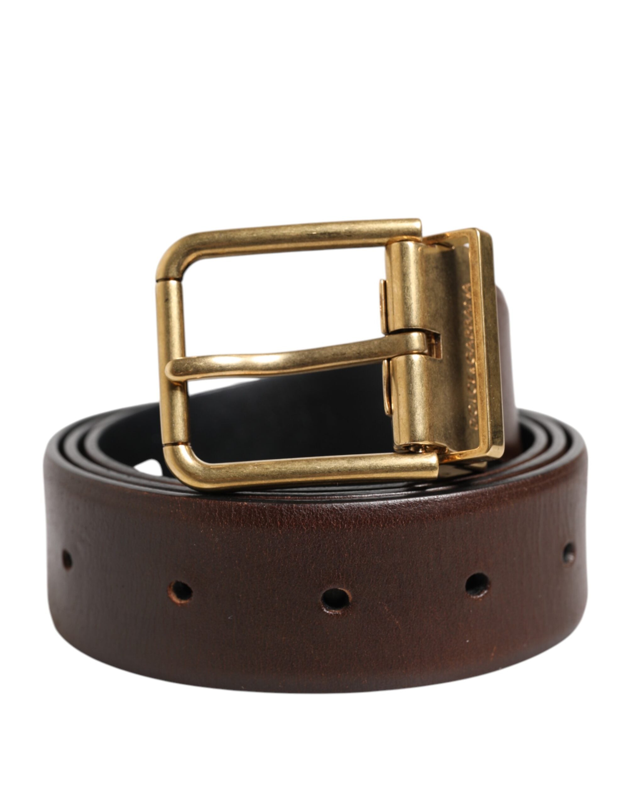 Dolce & Gabbana Braun Klassisch Gold Metall Logo Schnalle Männer Gürtel