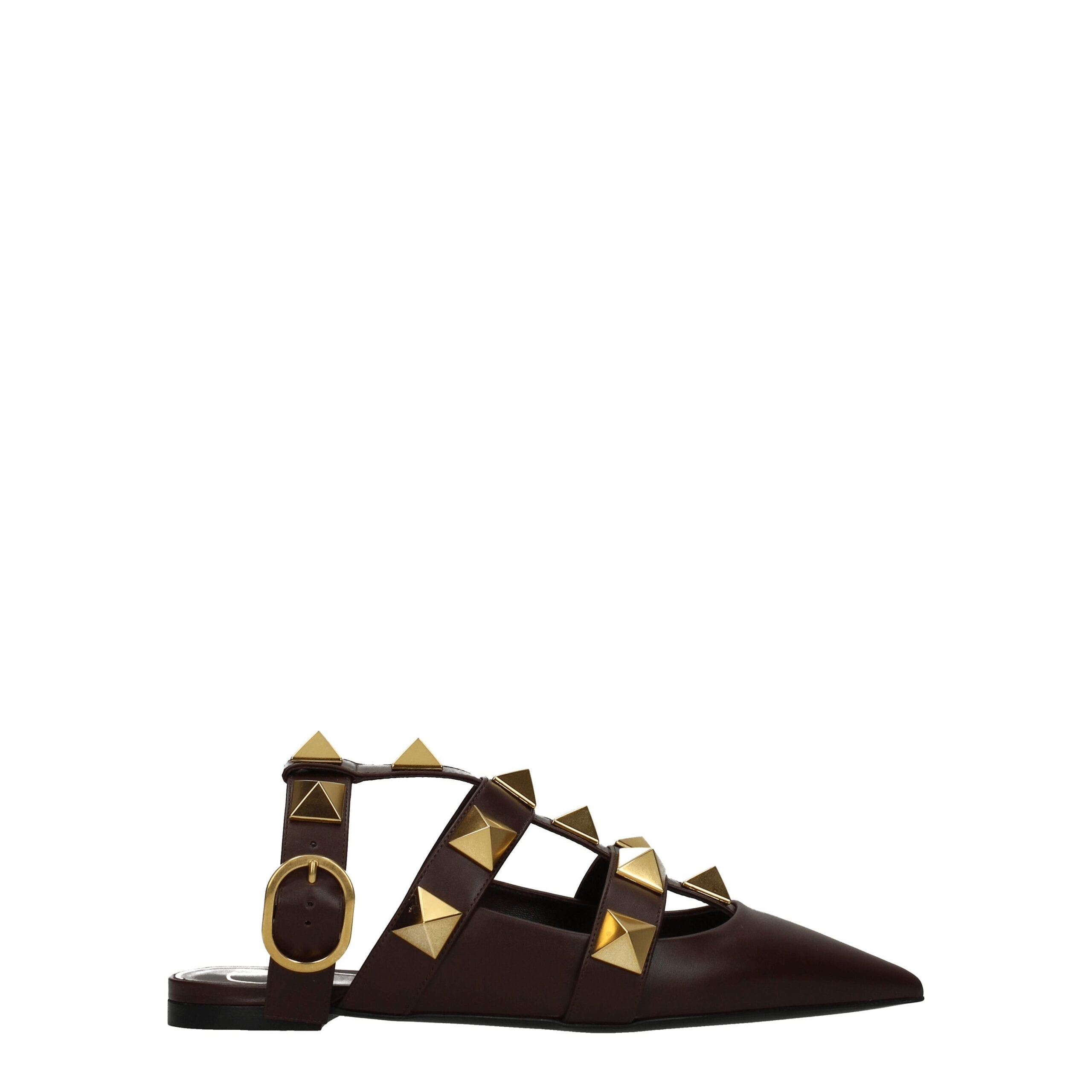 Valentino Garavani Flache Sandalen aus braunem Leder