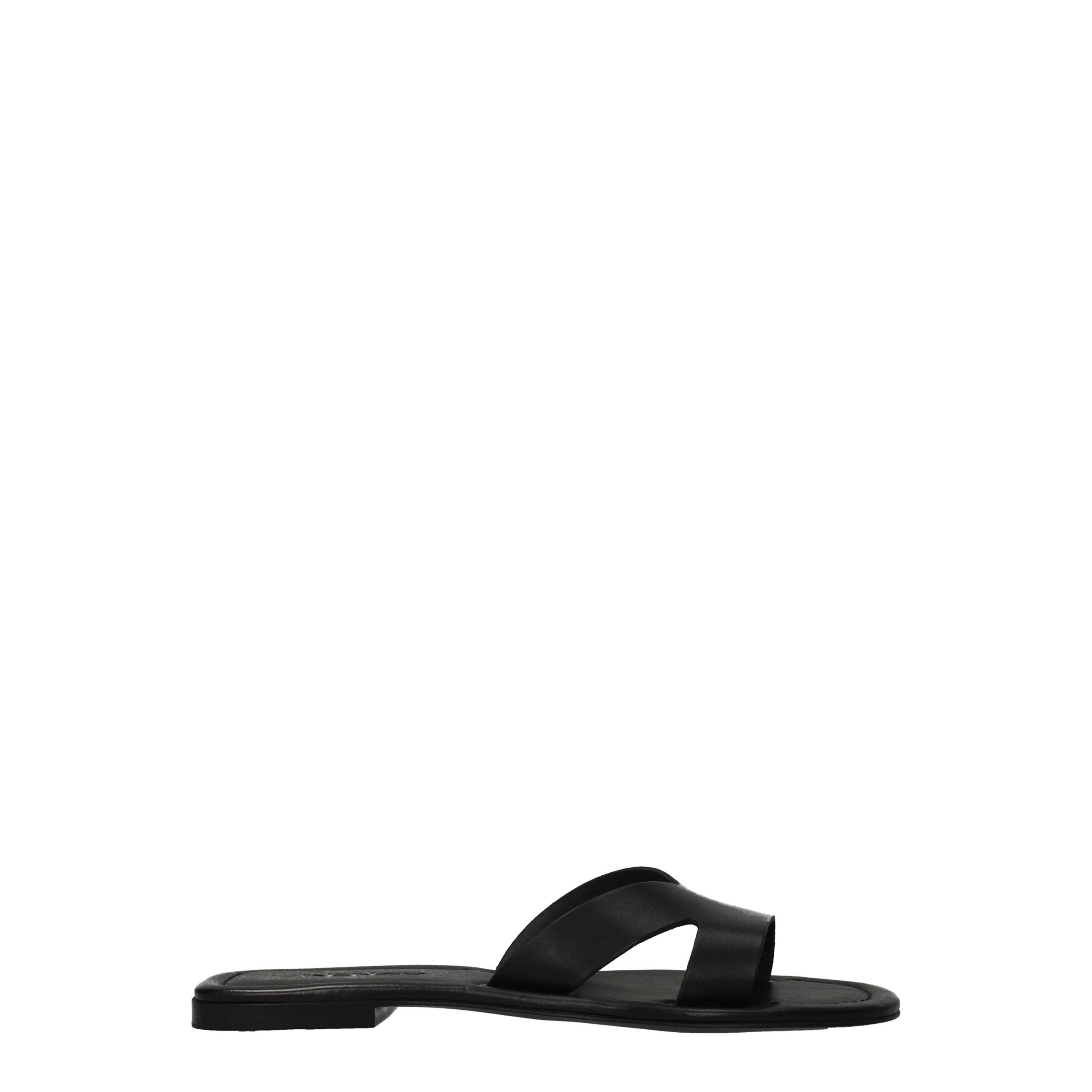 Kenzo Schwarze Lederpantoffeln Sandalen