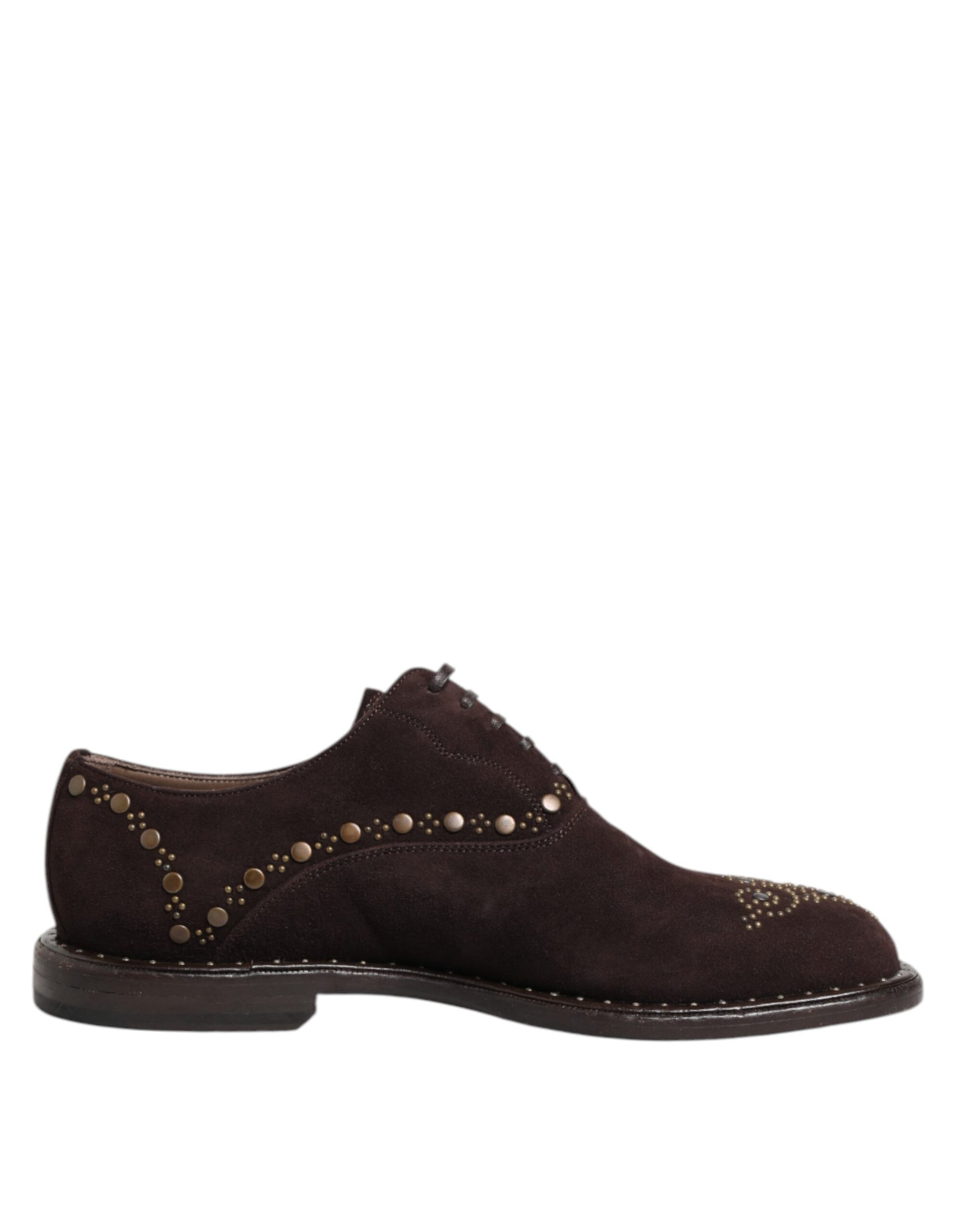 Dolce & Gabbana Braune Samt-Schnürschuhe in Oxford-Optik