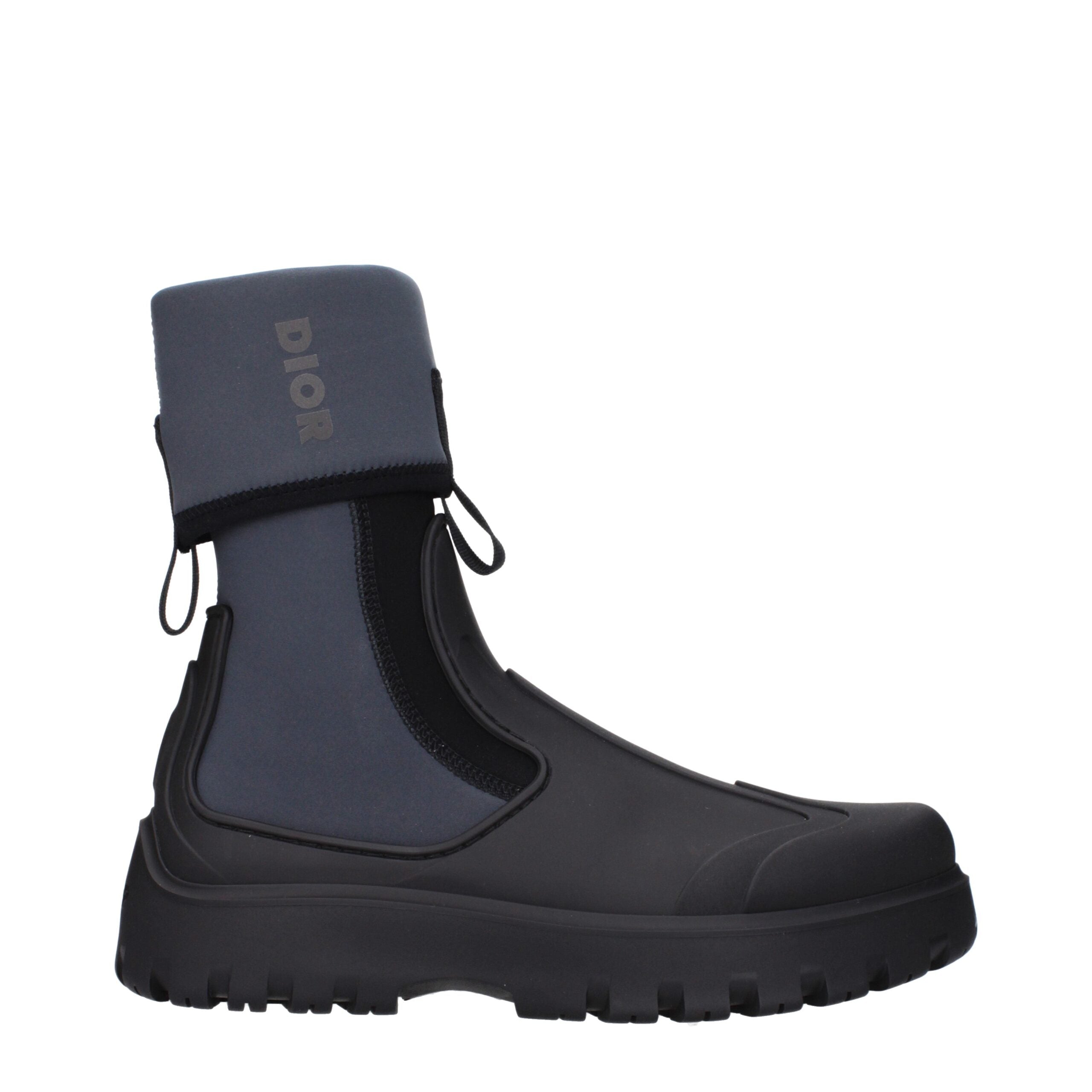 Christian Dior Schwarze Baumwollstiefeletten
