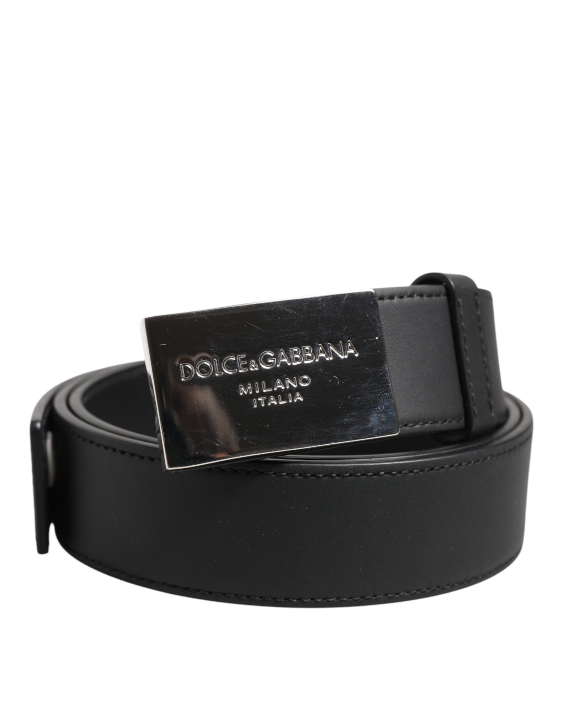 Dolce & Gabbana Schwarzer Leder-Gürtel mit klassischer Metall-Logo-Schnalle