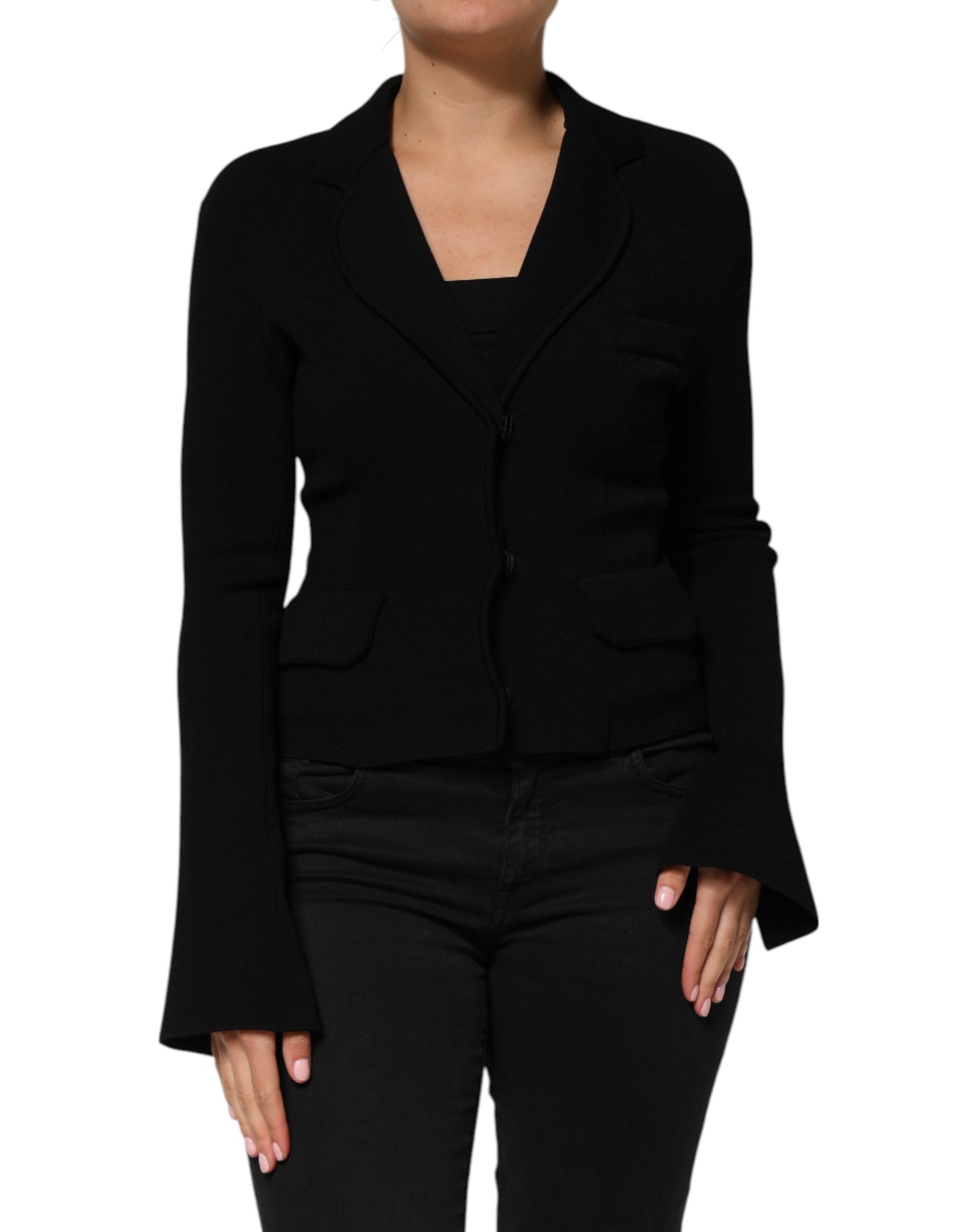 Dolce & Gabbana Schwarze einreihige Blazerjacke aus Viskose
