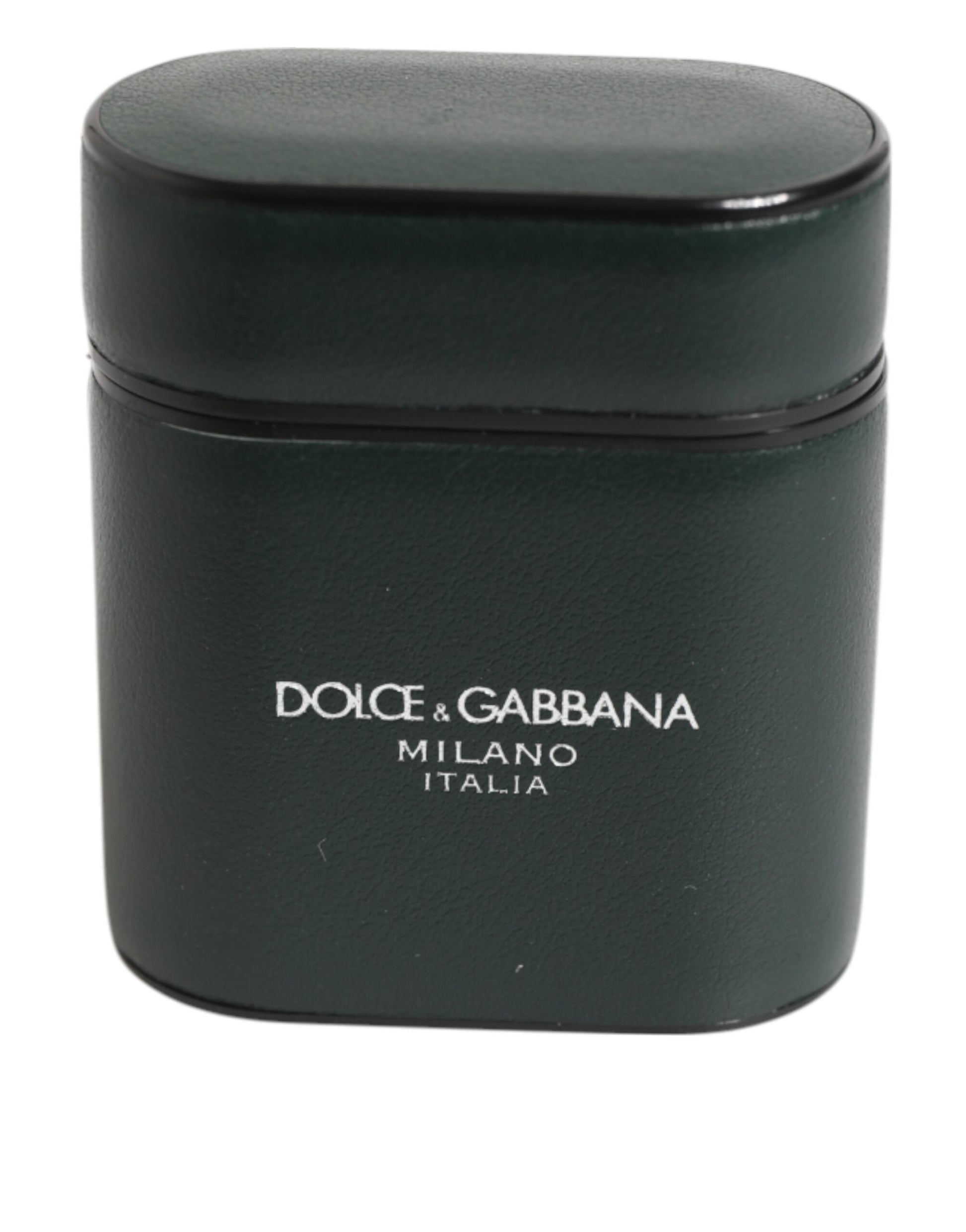 Dolce & Gabbana Schwarzes Leder Logo Druck Flip Halter Männer Airpods Fall