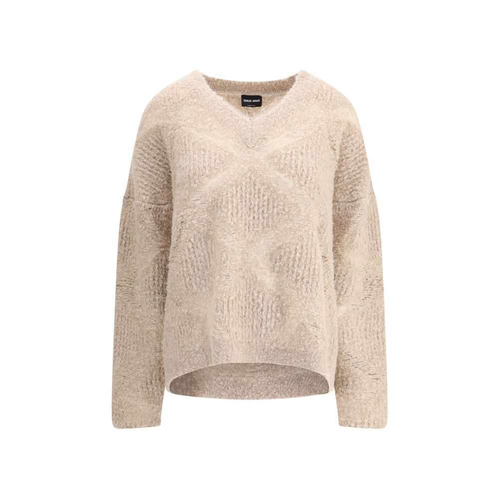 Giorgio Armani Pullover mit V-Ausschnitt aus einer Mischung aus Kaschmir und Alpaka