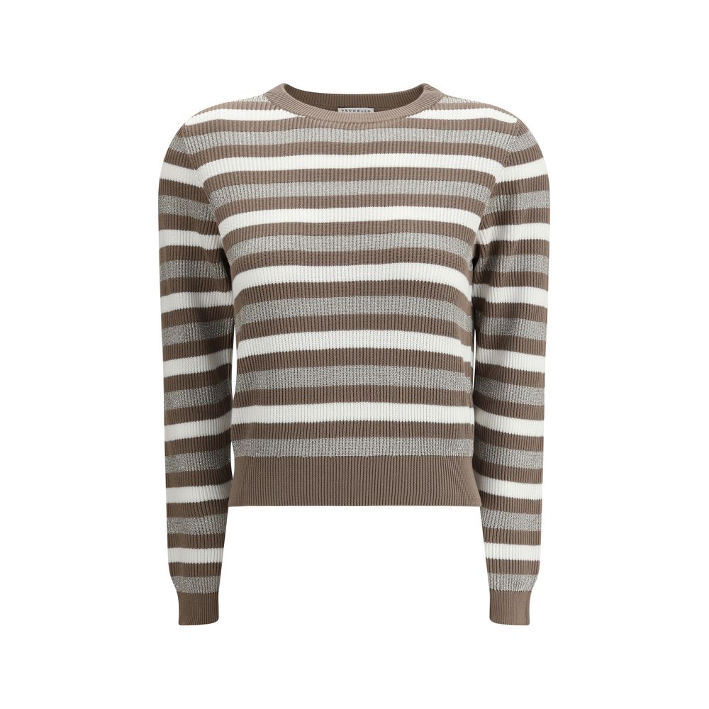 Brunello Cucinelli Glitzernder gestreifter Pullover
