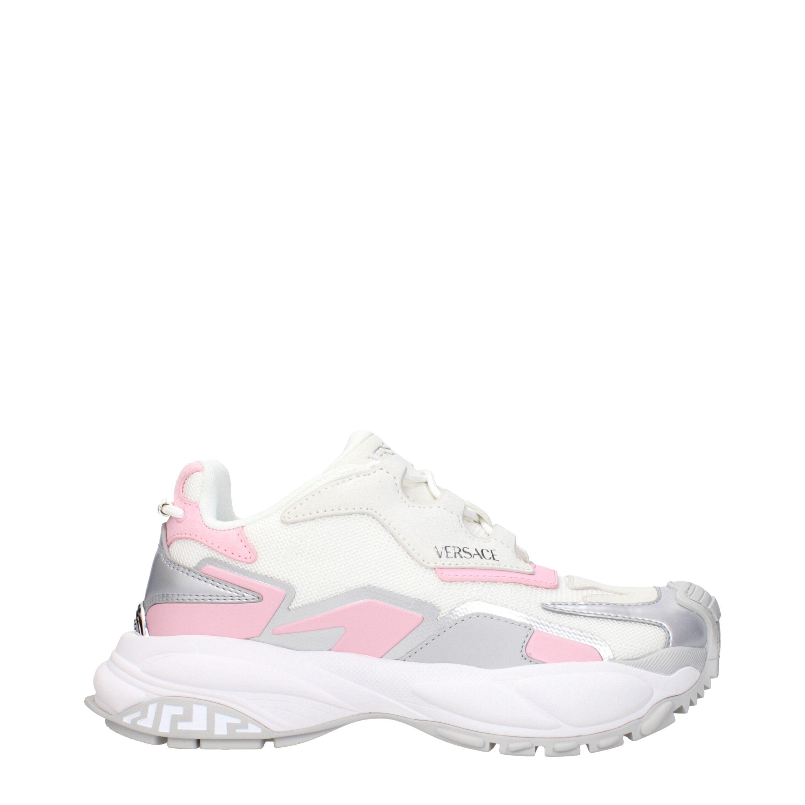 Versace Chunky Sneakers aus weißem Stoff