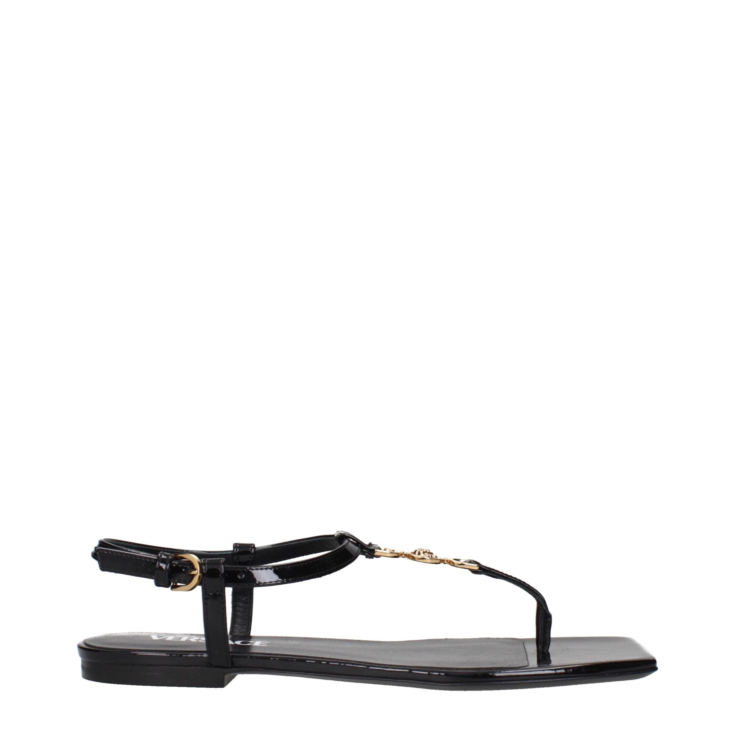Versace Schwarze Flip-Flop-Sandalen aus Leder