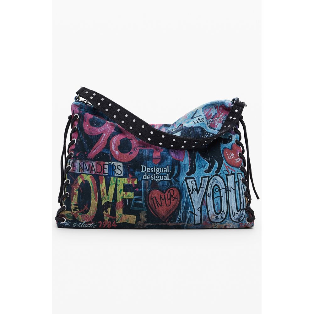 Desigual Blaue Baumwollhandtasche