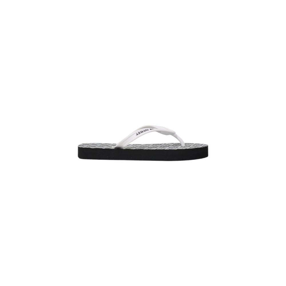 Armani Exchange Schwarze und weiße Flip-Flop-Sandale aus Gummi