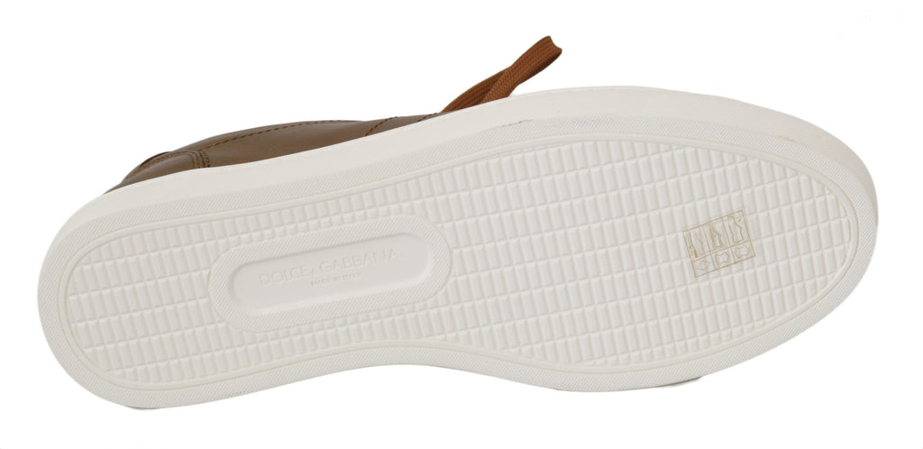 Dolce & Gabbana Gold Leder Herren Casual Turnschuhe