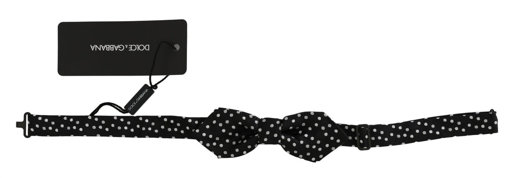 Dolce & Gabbana Schwarz Polka Dots Seide Einstellbare Hals Papillon Männer Fliege
