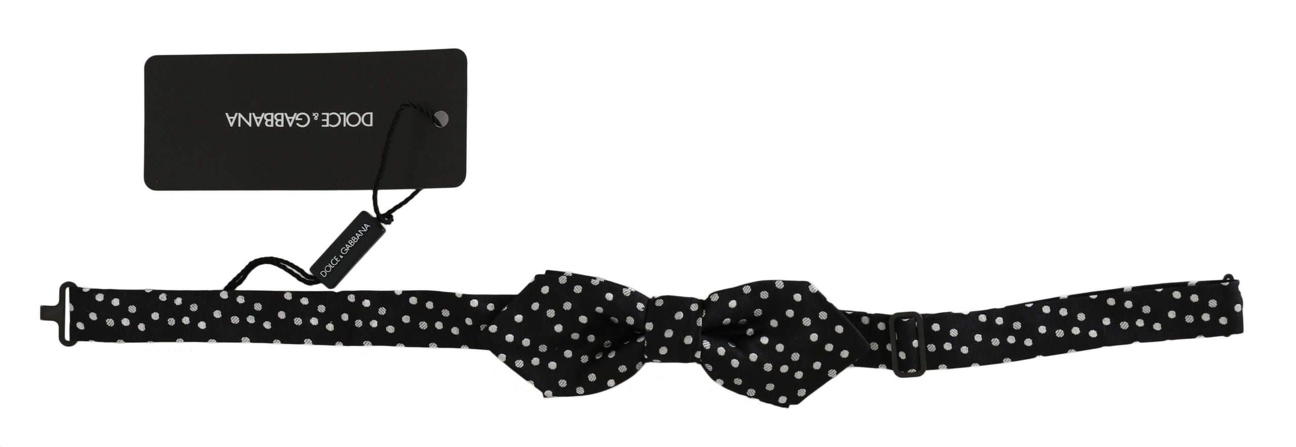 Dolce & Gabbana Schwarz Polka Dots Seide Einstellbare Hals Papillon Männer Fliege